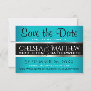 Het huwelijk bewaart de Datum Turquoise en Silver Save The Date