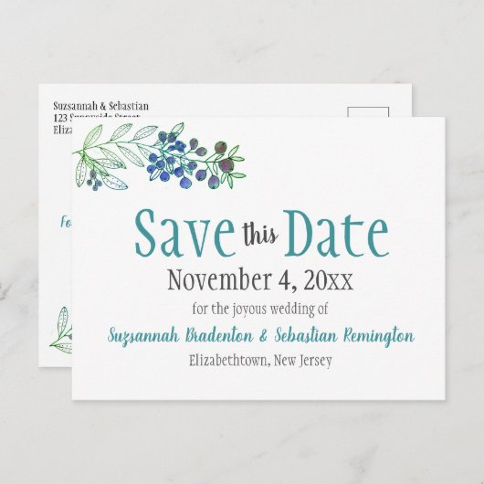 Het huwelijk bewaart de datum van de minimalistisc aankondigingskaart (Voorkant / Achterkant)