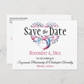 Het huwelijk bewaart de datum waarop de Blauwgroen Aankondigingskaart (Voorkant / Achterkant)