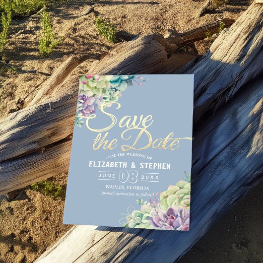 Het huwelijk bewaart de Datum Waterverf Succulente Save The Date