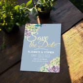 Het huwelijk bewaart de Datum Waterverf Succulente Save The Date