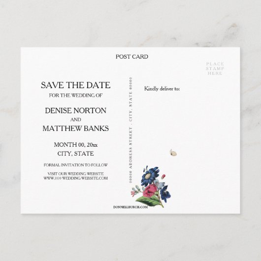 Het huwelijk bewaart de datumkaarten aankondigingskaart (Achterkant)