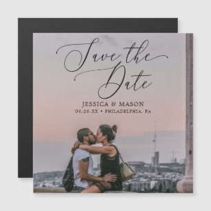 Het huwelijk bewaart de Datummagneten met Foto Magnetische Uitnodiging