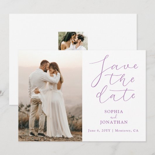 Het huwelijk bewaart de Foto's van de Datum Chic E Kaart (Voorkant / Achterkant)