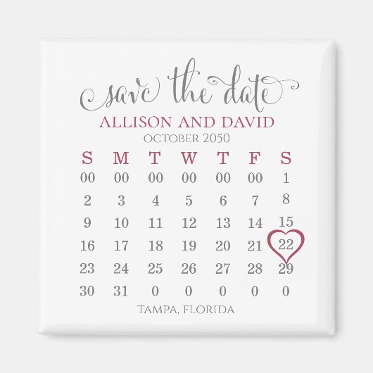 Het huwelijk bewaart de Minimale Kalender 5 Rijen  Magneet (Voorkant)