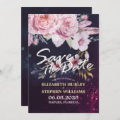 Het huwelijk bewaart de Waterverf van de Datum Flo Save The Date (Voorkant / Achterkant)