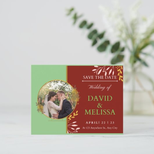 Het huwelijk bewaart het Briefkaart van de Datum (Staand voorkant)