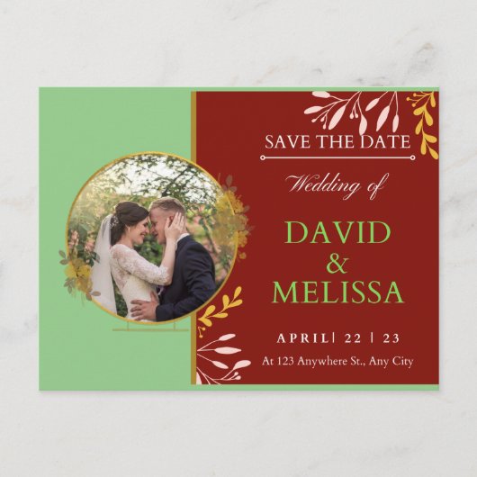 Het huwelijk bewaart het Briefkaart van de Datum (Voorkant)