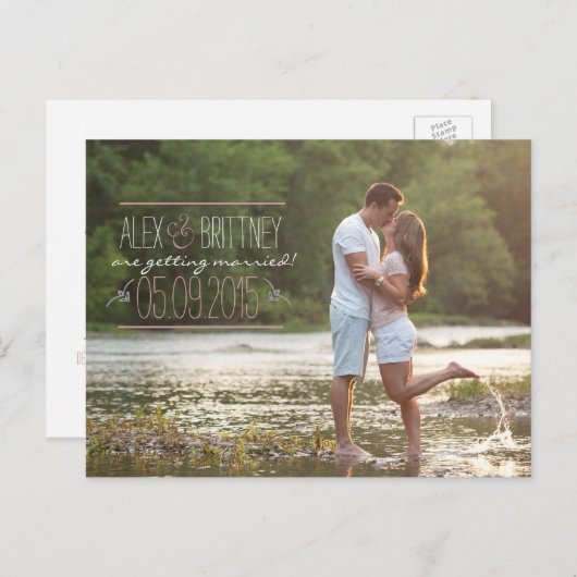 Het huwelijk bewaart het Briefkaart van de Datum (Voorkant / Achterkant)