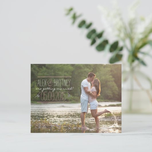 Het huwelijk bewaart het Briefkaart van de Datum (Staand voorkant)