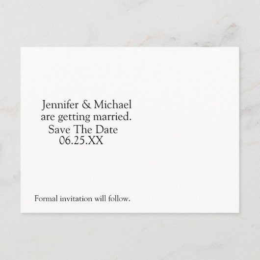 Het huwelijk bewaart het Malplaatje van de Datum F Aankondigingskaart (Achterkant)