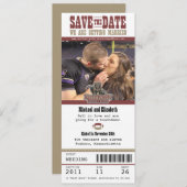 Het huwelijk bewaart het Ticket van het Football v Save The Date (Voorkant / Achterkant)