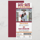 Het huwelijk bewaart het Ticket van het Football v Save The Date (Voorkant / Achterkant)