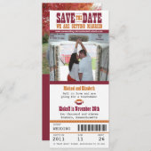 Het huwelijk bewaart het Ticket van het Football v Save The Date (Voorkant / Achterkant)