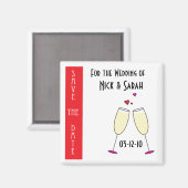 Het huwelijk Champagne sparen de Datum Magnet (Voorkant / Achterkant)