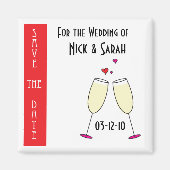 Het huwelijk Champagne sparen de Datum Magnet (Voorkant)