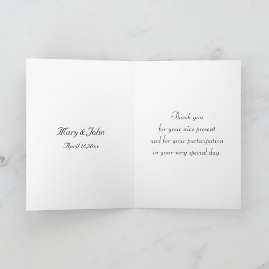 Het huwelijk dankt u bedankkaart (Binnen)