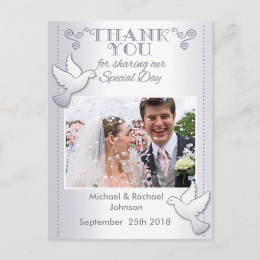 Het huwelijk dankt u de Tortelduifjes van het Briefkaart (Voorkant)