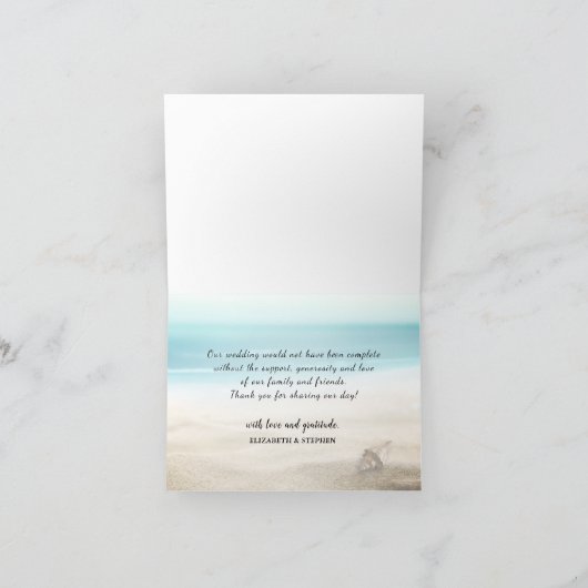 Het huwelijk dankt u de Zeeschelp van de Zeester Bedankkaart (Binnen)