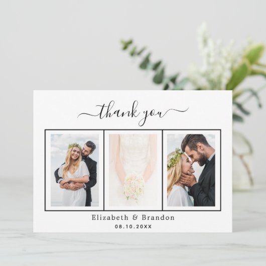 Het huwelijk dankt u het zwarte witte manuscript kaart (Staand voorkant)