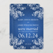 Het huwelijk Elopement  Swirls 2 Sapphire Blue Aankondiging (Voorkant / Achterkant)
