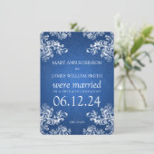 Het huwelijk Elopement  Swirls 2 Sapphire Blue Aankondiging (Staand voorkant)