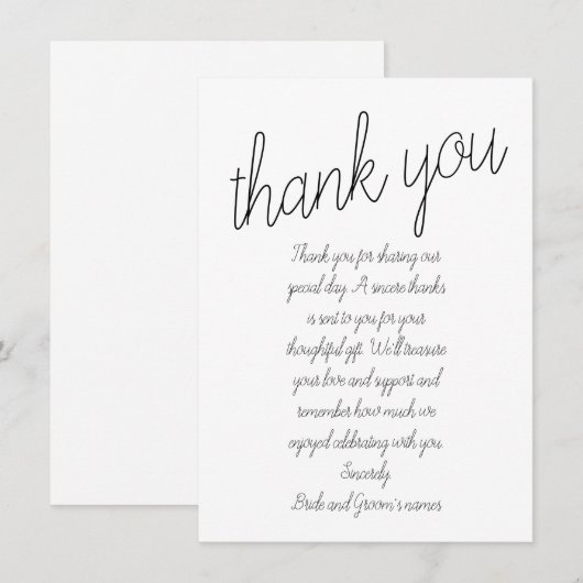 "Het huwelijk" Het huwelijk: bedankt Kaart (Voorkant / Achterkant)