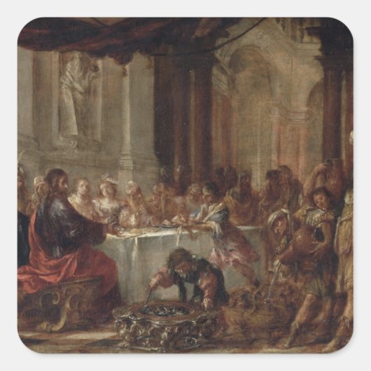 Het huwelijk in Cana, 1660 Vierkante Sticker (Voorkant)