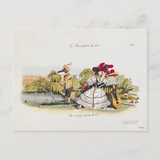 Het huwelijk in het boek briefkaart (Voorkant)