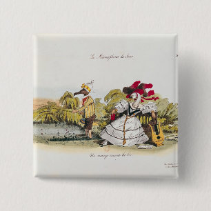 Het huwelijk in het boek vierkante button 5,1 cm