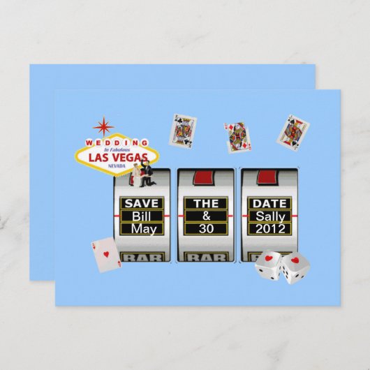 Het huwelijk in Las Vegas "sparen de Datum"Briefka Aankondigingskaart (Voorkant / Achterkant)
