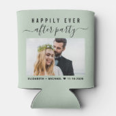 Het huwelijk is gelukkig ooit na partijfoto's blikjeskoeler (Achterkant)