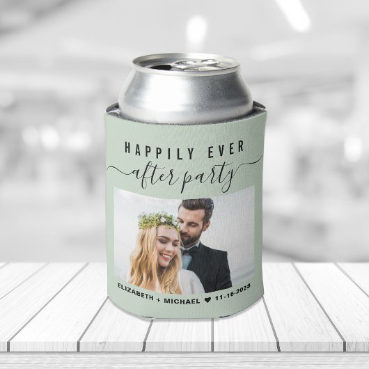 Het huwelijk is gelukkig ooit na partijfoto's blikjeskoeler