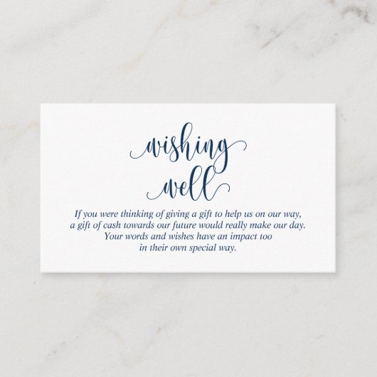 Het huwelijk is goed, modern marineblauw script informatiekaartje (Voorkant)