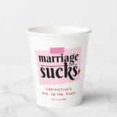 Het huwelijk is klote! Grappig echtscheiding aanko Papieren Bekers (Achterkant)