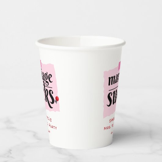 Het huwelijk is klote! Grappig echtscheiding aanko Papieren Bekers (Links)