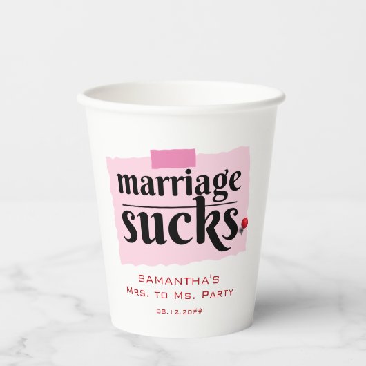 Het huwelijk is klote! Grappig echtscheiding aanko Papieren Bekers (Voorkant)