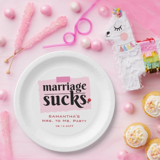 Het huwelijk is klote! Grappig echtscheiding aanko Papieren Bordje (Feest)