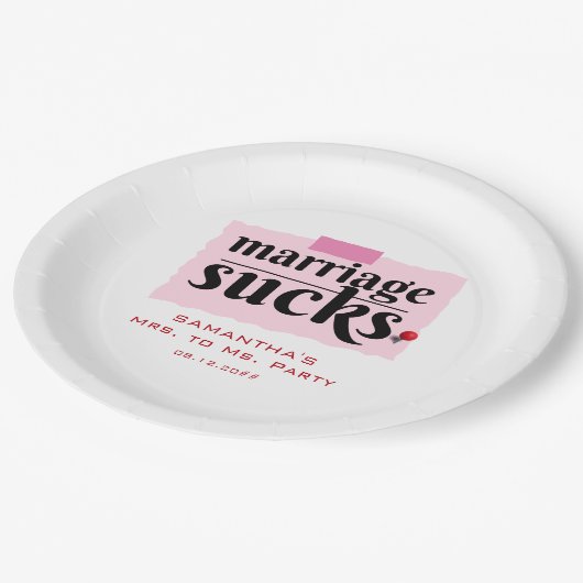 Het huwelijk is klote! Grappig echtscheiding aanko Papieren Bordje (Gekanteld)