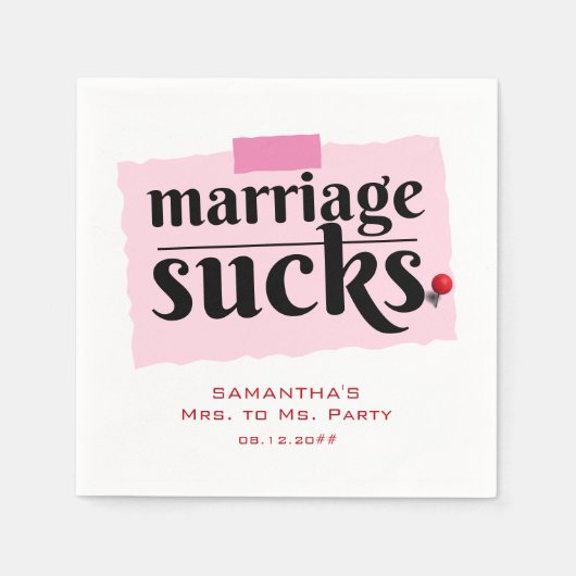 Het huwelijk is klote! Grappig echtscheiding aanko Servet (Voorkant)
