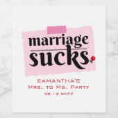 Het huwelijk is klote! Grappig echtscheiding net g Wijn Etiket (Enkel label)