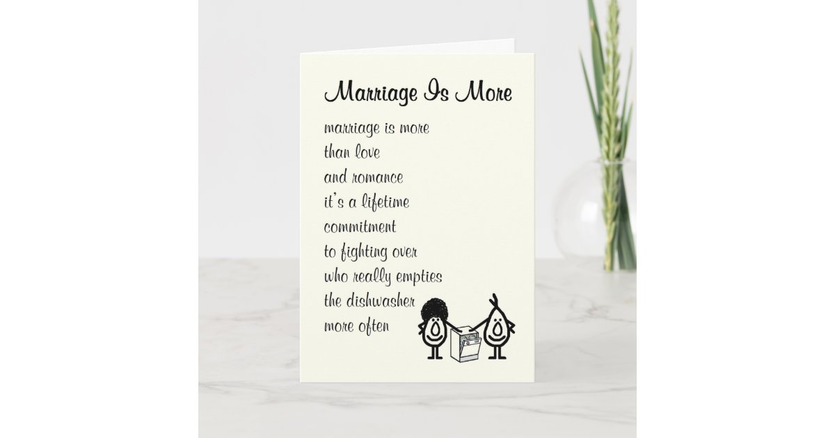 Het Huwelijk Is Meer Het Grappige Gedicht Van De Kaart Zazzle Nl