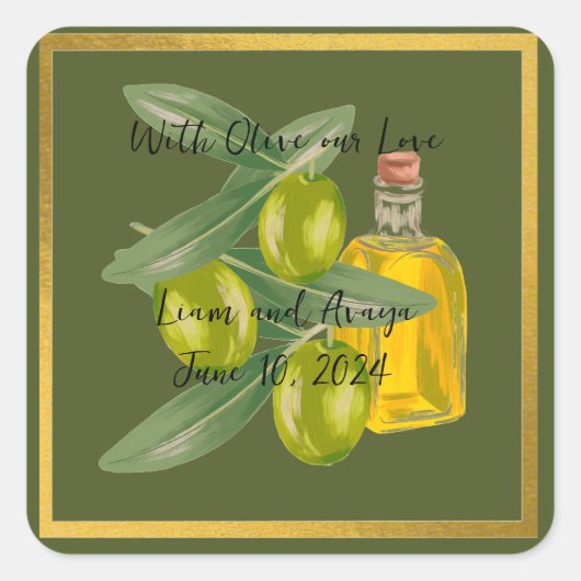 Het huwelijk met Olive onze Liefde Persoonlijke St Vierkante Sticker (Voorkant)