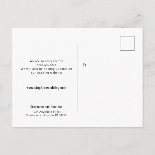 Het huwelijk Nieuwe Plannen sparen Datum Stijlvol Aankondigingskaart (Achterkant)