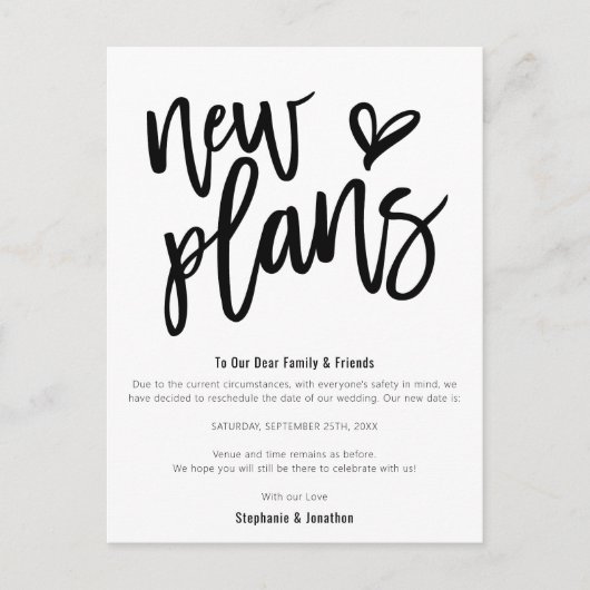 Het huwelijk Nieuwe Plannen sparen Datum Stijlvol  Aankondigingskaart (Voorkant)