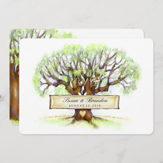 Het huwelijk nodigt de liefdesboom samen met de fa kaart (Voorkant / Achterkant)