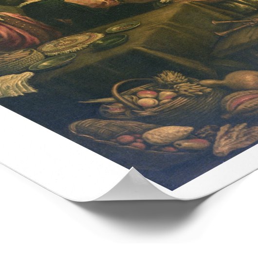 Het huwelijk op Cana (olie op canvas) Poster (Hoek)