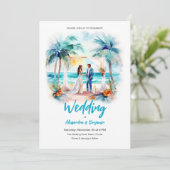 Het huwelijk op de Waterverf Beach Wedding Kaart (Staand voorkant)