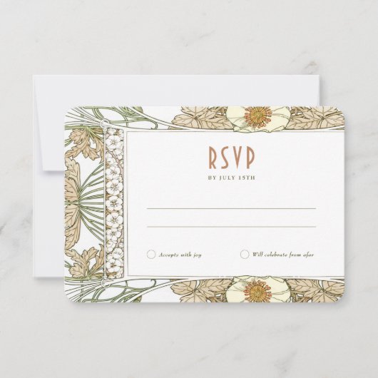 Het huwelijk RSVP neemt  Kunst Nieuwe door Mucha I Kaart (Voorkant)