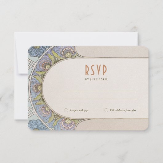 Het huwelijk RSVP neemt  Kunst Nieuwe door Mucha I Kaart (Voorkant)